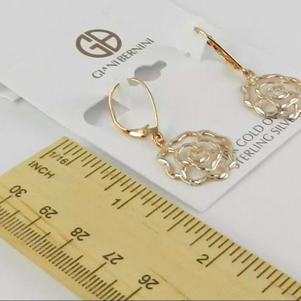 Giani Bernini 18K Rose Gold Sterling Silver Flower Earrings - Picture 4 of 4